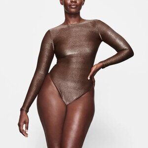 SKIMS Cocoa Shimmer Long Sleeve Bodysuit 4X NWT